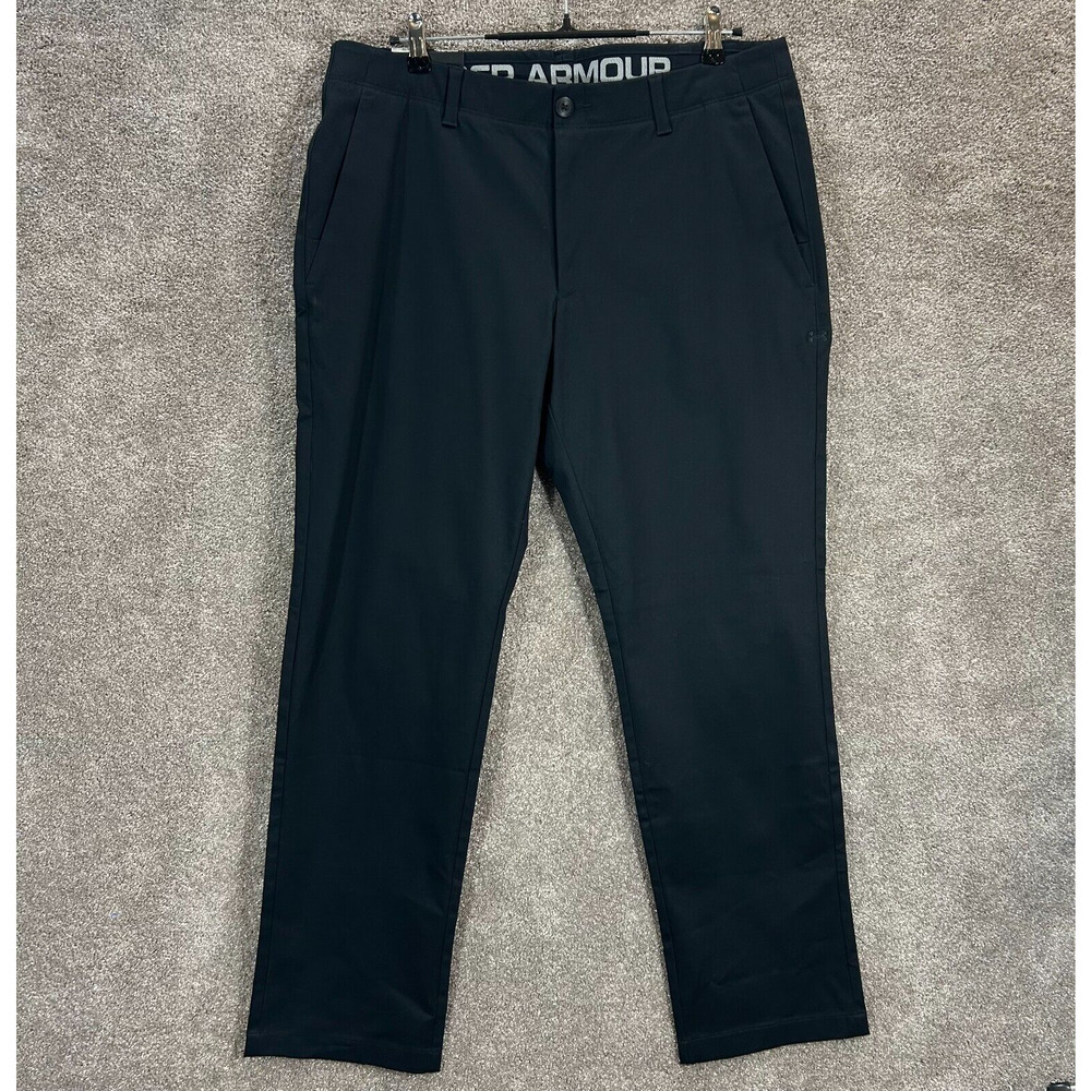 Under‎ Armour Pants Mens 38x32 Black Measures 37x32 Flex Waist 4-Way Stretch